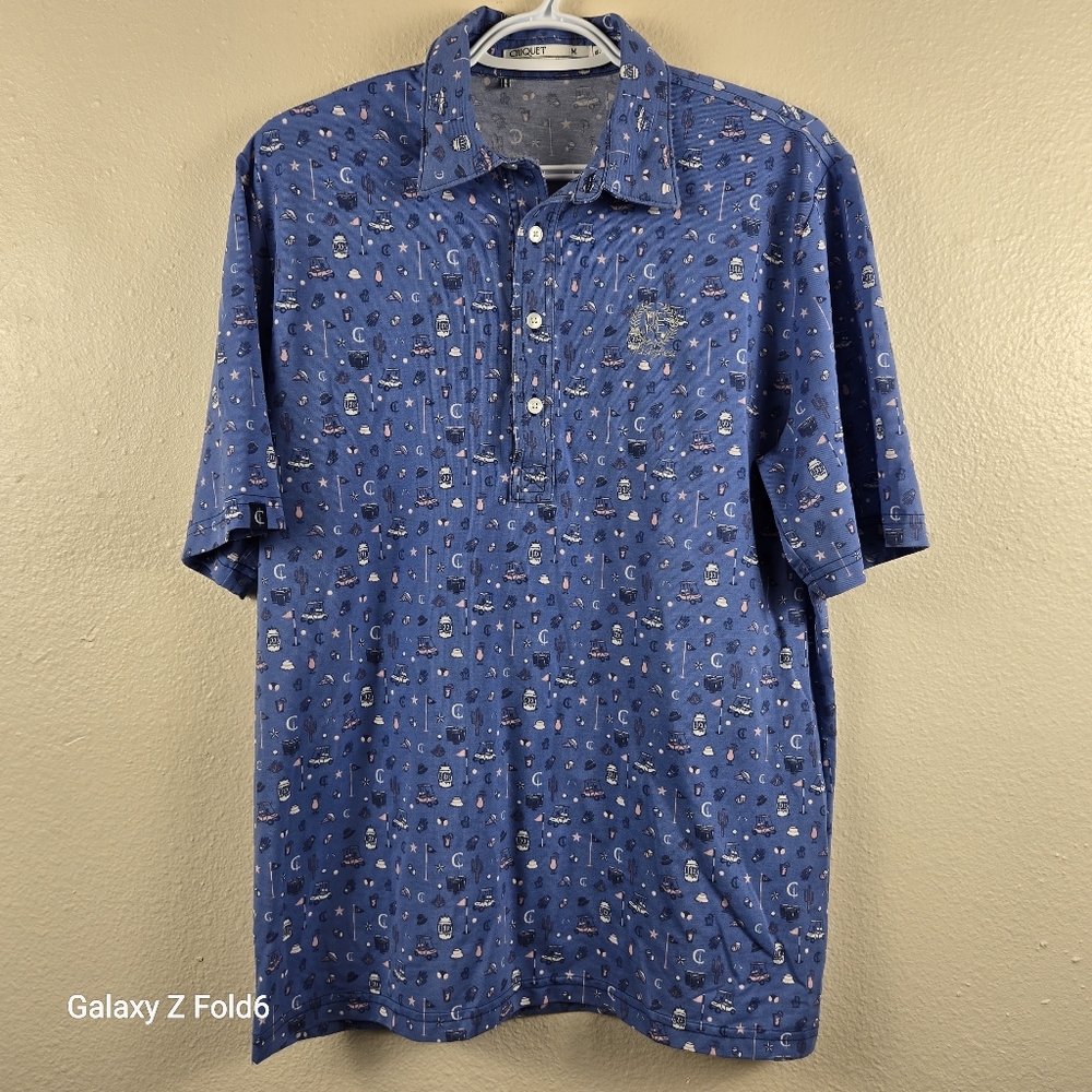 Criquet Men’s Ridglea Golf & Cocktail Print Performance Polo – Size M‎
